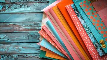 Stack of Different Colored Papers photo