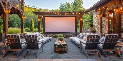 Movie Screen Surrounded by Candles in Grass photo