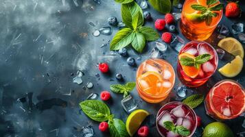 Assorted Glasses Filled With Various Drinks photo