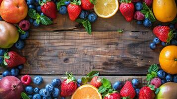 clasificado frutas desplegado en un mesa foto