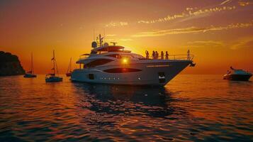 Large White Boat Floating on Top of Body of Water photo