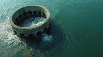 AI generated Aerial View of Concrete Structure in Water photo