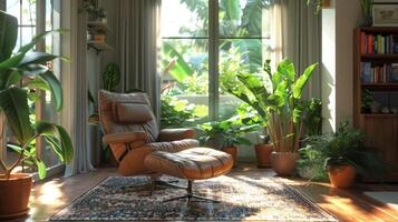 AI generated Abundant Greenery in a Living Room photo