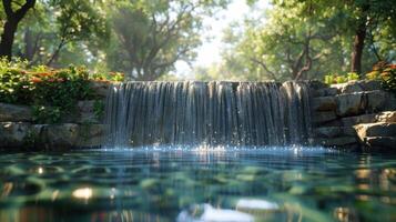 ai generado cascada en un piscina foto