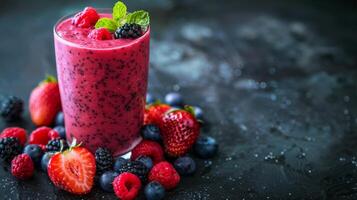 AI generated Refreshing Berry, Raspberry, and Mint Smoothie photo