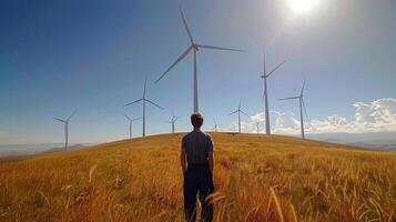 AI generated Man Standing in Field of Tall Grass photo