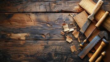 AI generated Wooden Table Covered With Various Types of Cheese photo