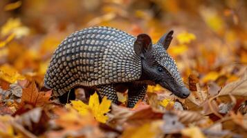 Small Animal in Field of Leaves photo