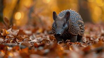 Small Animal in Field of Leaves photo