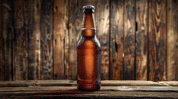 Table With Beer Bottles and Potted Plants photo