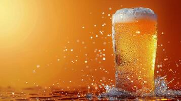 Glass of Beer With Water Splashing photo