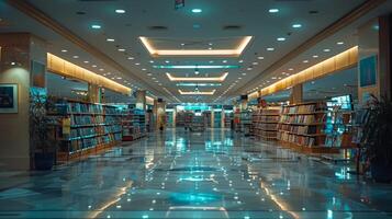 Empty Library With Numerous Books on Shelves photo