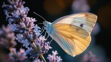 Yellow and Black Butterfly on Flower photo