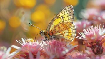 Yellow and Black Butterfly on Flower photo