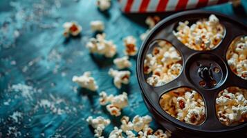 Popcorn Bucket Filled With Popcorn on a Table photo