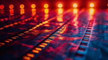 Close Up of a Sound Board With Many Lights photo