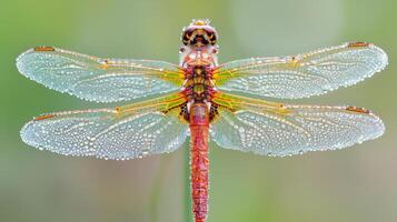 Close Up of a Dragonfly on a Plant photo