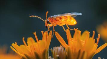 Fly Sitting on Top of a Yellow Flower photo