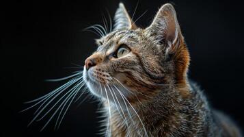 gato caminando a través de calle siguiente a rocas foto