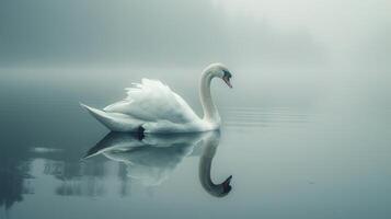 White Swan Floating on Body of Water photo