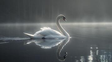 White Swan Floating on Body of Water photo