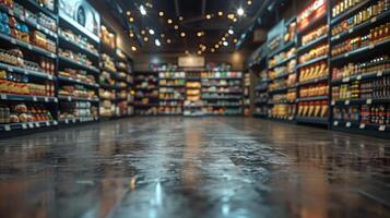 A Supermarket Aisle Filled With Bottles photo