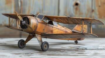 modelo de un antiguo avión en un mesa foto