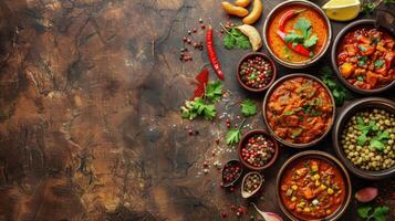 Table Displaying Various Food Bowls photo