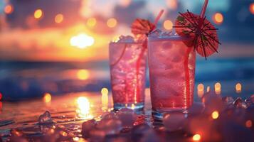 Two Pink Cocktails on Table photo