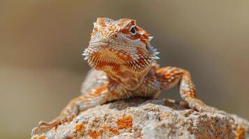 Small Lizard Perched on Rock photo