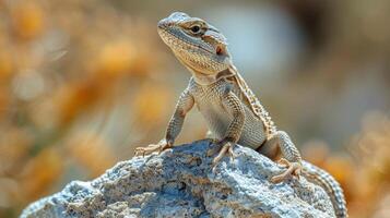 Lizard Perched on Rock photo