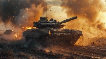 Tank Emitting Large Amounts of Smoke photo