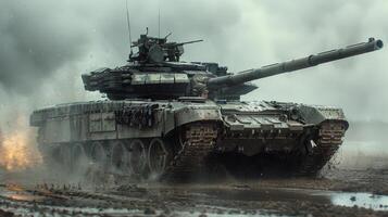 Tank Emitting Large Amounts of Smoke photo
