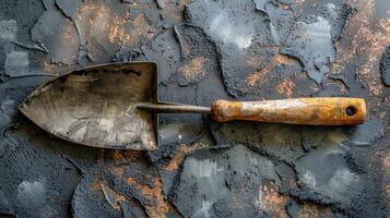 Metal Spatula Resting on Wall photo