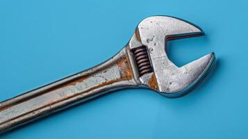 Wrench on Blue Background photo