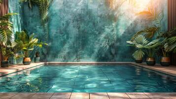 Swimming Pool With Sunset in the Background photo