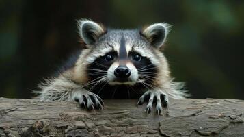 Raccoon Sitting on Tree Branch photo