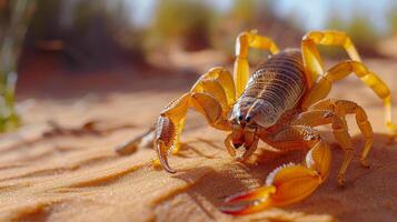 Scorpion Observing Surroundings on Sandy Terrain photo