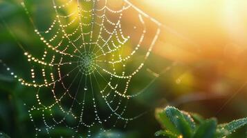 Intricate Spider Web on Plant photo
