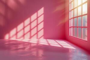 AI generated Tranquil Pink Glow Through Window, Creating a Peaceful Interior photo
