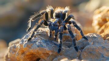 Close Up of a Spider on a Rock photo