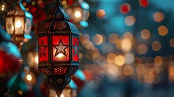 Close Up of Lantern With Background Lights photo