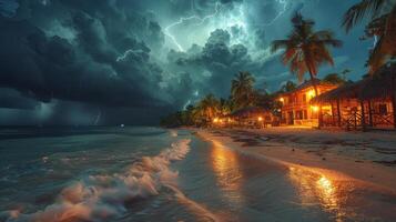 Stormy Night Beach Scene photo