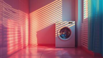 A Washer Beside a Window in a Room photo