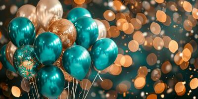 AI generated Festive Elegance in Teal and Gold photo