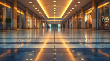 Illuminated Long Hallway With Ceiling Lights photo