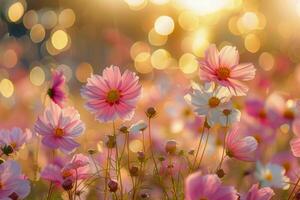 AI generated Cosmos Bliss at Golden Hour photo