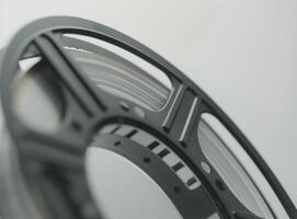 Close Up of Film Reel on White Surface photo