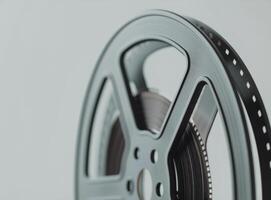 Close Up of Film Reel on White Surface photo