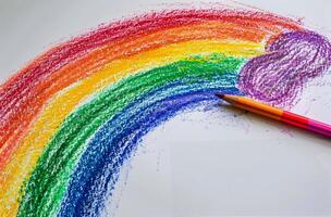 Pencil Drawing a Rainbow With a Heart photo